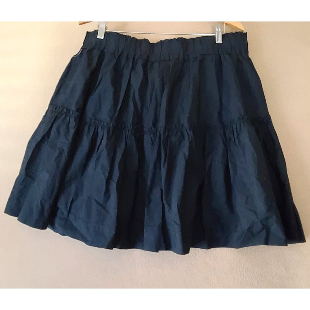 Anthropologie Maeve Smocked Tiered Mini Skirt XL Black Lined Boho Flirty NWOT - Picture 2 of 10